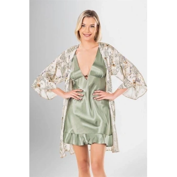 Aria s Closet 2 li Kısa Sabahlık Takımı Desenli