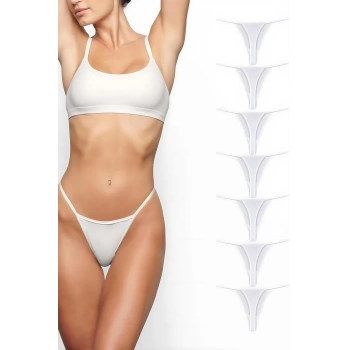 Arias Closet 7li Süprem Penye String Tanga Beyaz