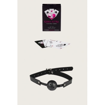 Aria s Closet Sexy Görselli Oyun Kartı Kama Sutra Siyah Ağız Topu Set