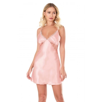 Arias Closet Somon Kısa Saten Gecelik