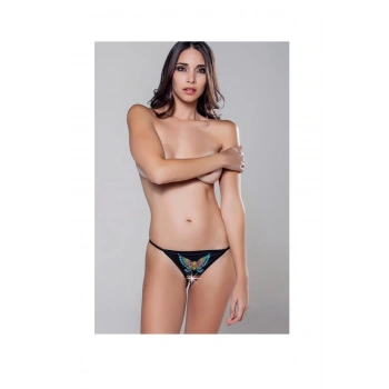 MOONLİGHT 9198 BASKILI AĞI AÇIK FANTEZİ STRİNG SİYAH