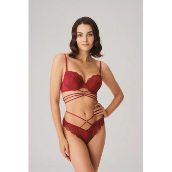 Arias Closet Balenli Destekli Dolgulu Göbek Detaylı Dantelli Sütyen ve String Takım