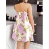 Aria s Closet Büyük Beden Çiçek Desenli Dantel İşlemeli Yırtmaçlı İnce Askılı Gecelik