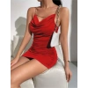 Aria s Closet Gögüs Degajeli Sırt Zincir Detaylı Büzgülü Kırmızı Mini Club Elbisesi