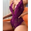 Aria s Closet Mor Özel Bölgesi Açık Dantel İşlemeli Fantezi Body