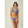 Aria s Closet Özel Tasarım Fitilli Boyundan Bağlamalı Mavi Üçgen Bikini Takımı