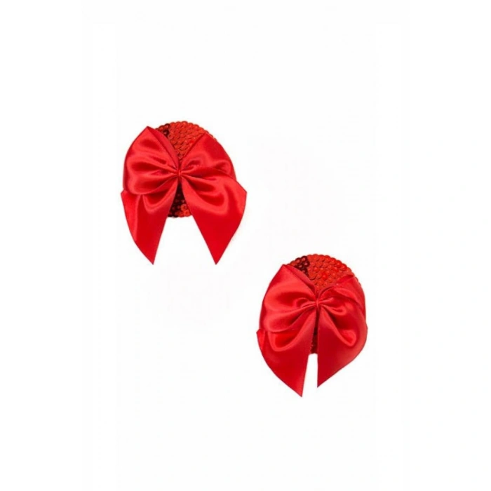 Aria s Closet Kırmızı Fiyonklu Fantezi Göğüs Ucu Kapatıcı