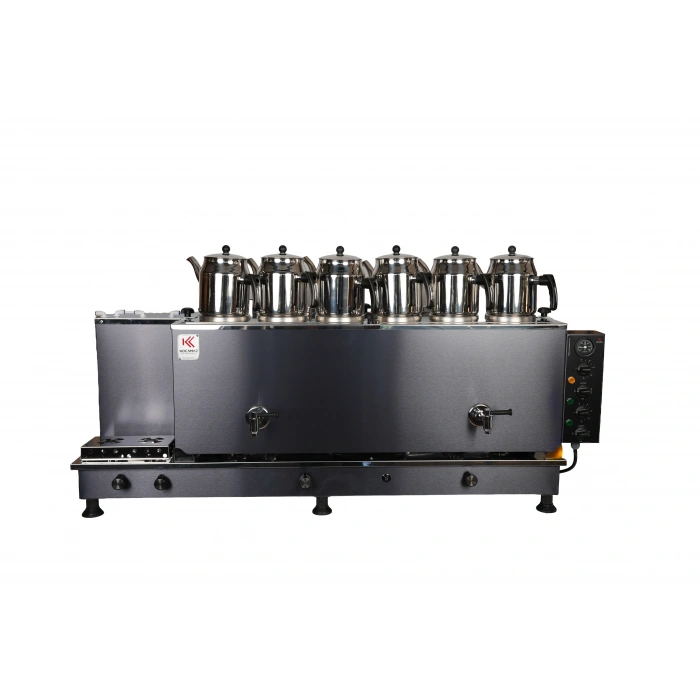 6lı Dekoratif İnox Doğalgazlı ve Elektrikli Çay Kazanı