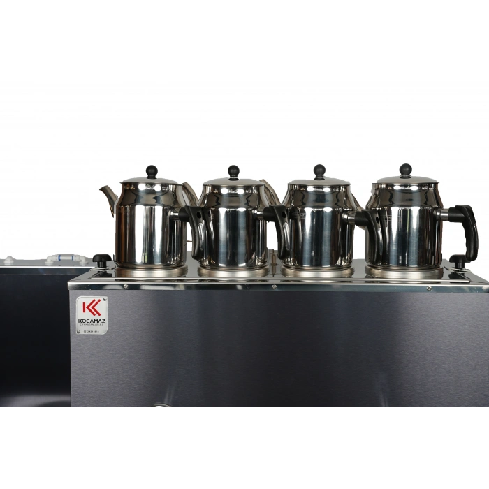4lü Dekoratif İnox Elektrikli Pleytli Çay Kazanı