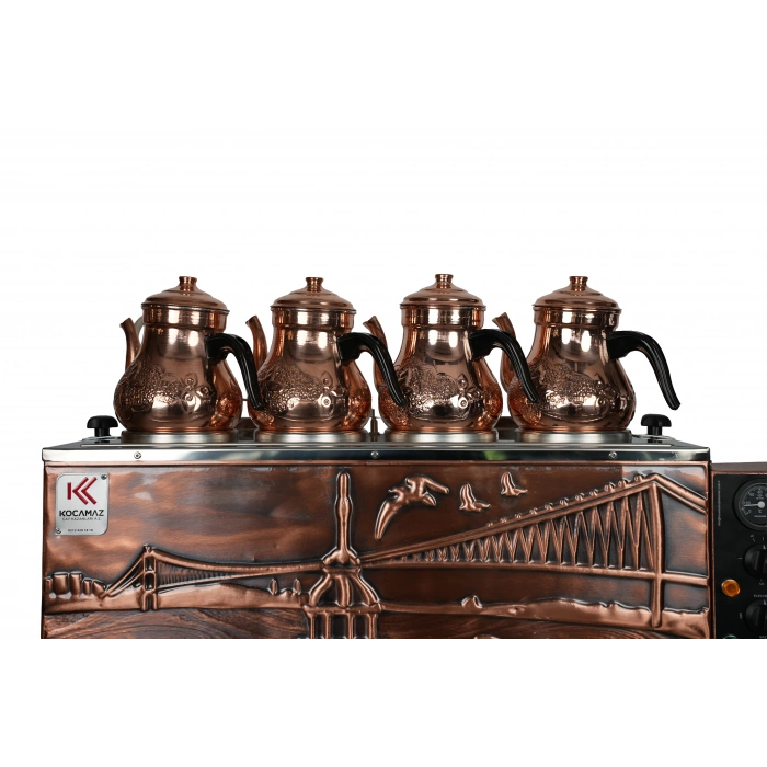 4lü Bakır Sıfıra Sıfır Doğalgazlı ve Elektrikli Özel Desen Çay Kazanı