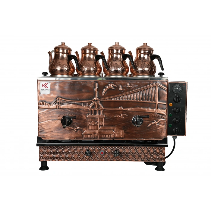4lü Bakır Sıfıra Sıfır Doğalgazlı ve Elektrikli Özel Desen Çay Kazanı