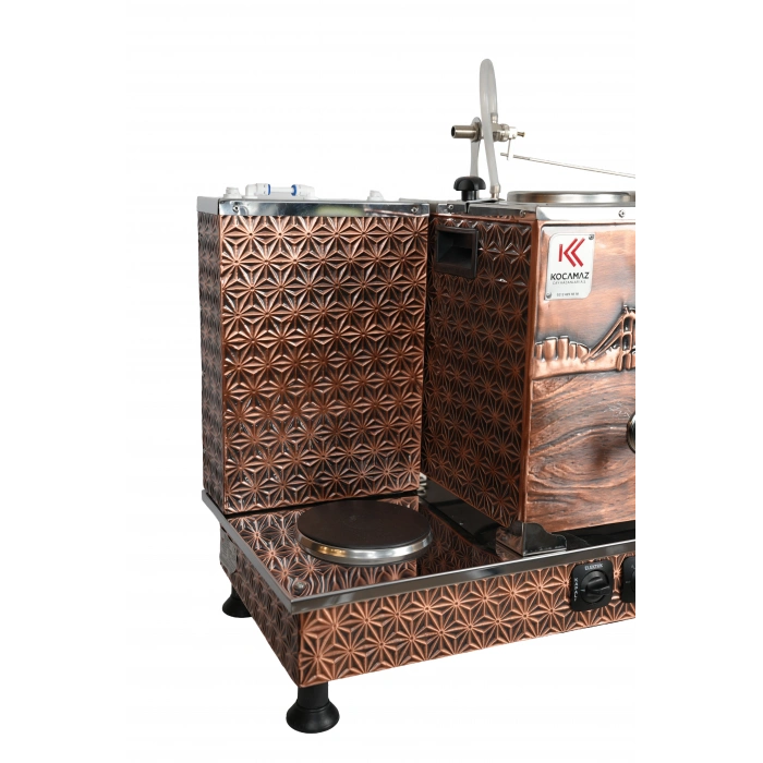 4lü Bakır Elektrikli Pleytli Özel Desen Çay Kazanı