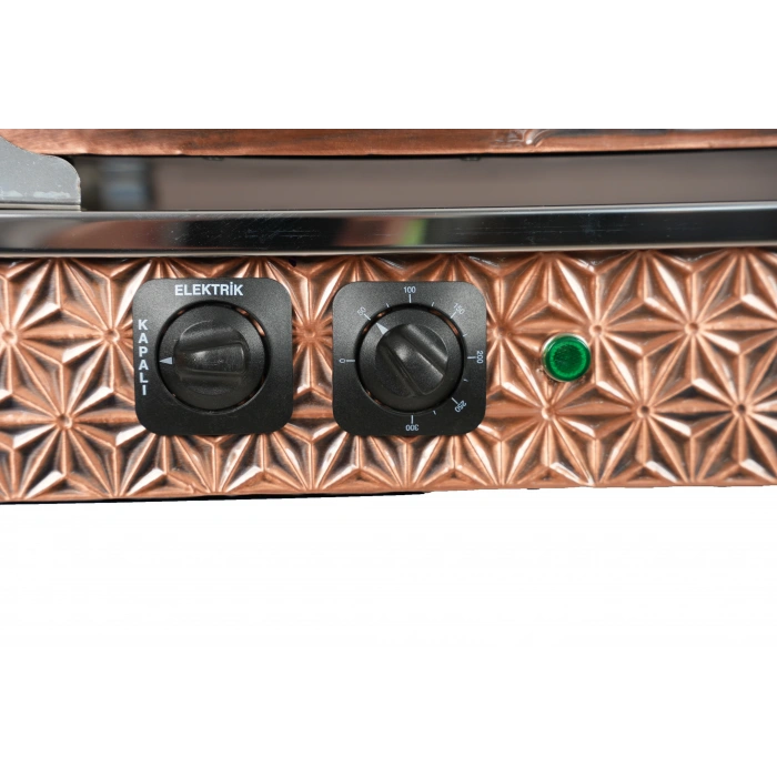 4lü Bakır Elektrikli Pleytli Özel Desen Çay Kazanı