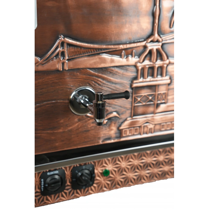 4lü Bakır Elektrikli Pleytli Özel Desen Çay Kazanı