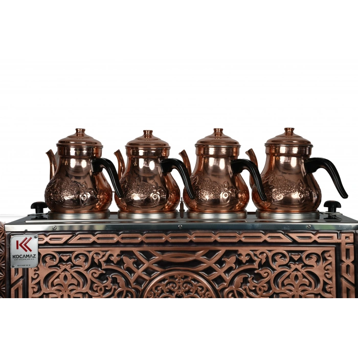 4lü Bakır Doğalgazlı ve Elektrikli Çay Kazanı