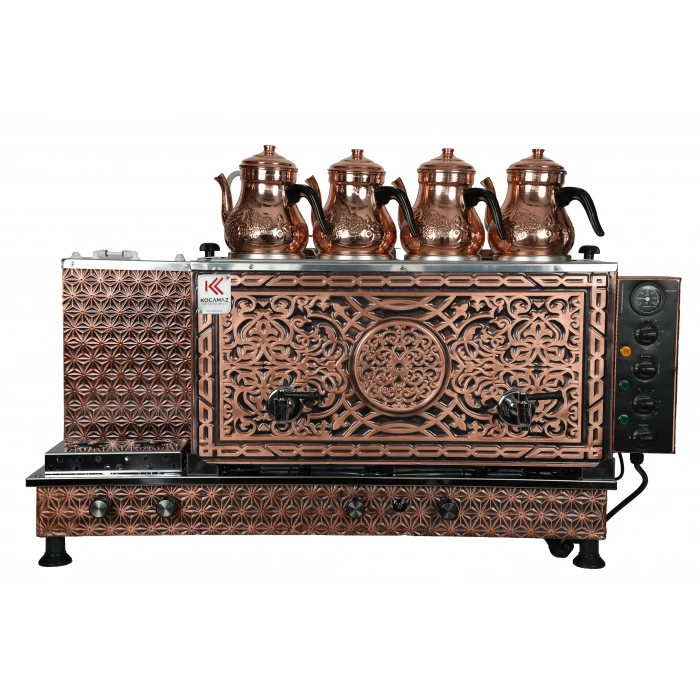 4lü Bakır Doğalgazlı ve Elektrikli Çay Kazanı