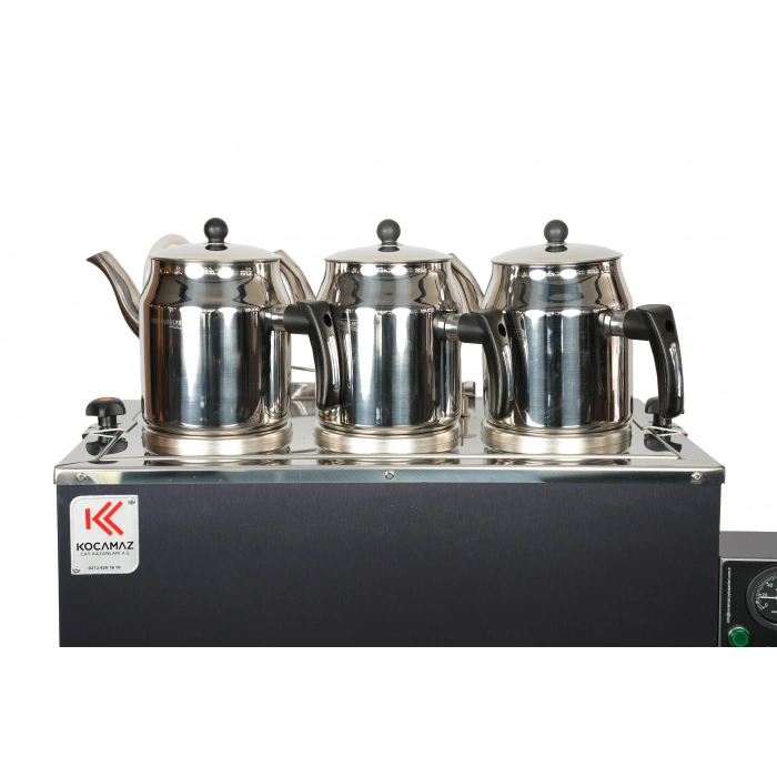 3lü Dekoratif İnox Sıfıra Sıfır Doğalgazlı ve Elektrikli Çay Kazanı