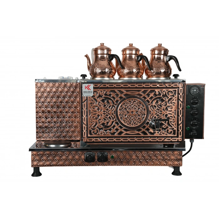 3lü Bakır Elektrikli Pleytli Çay Kazanı