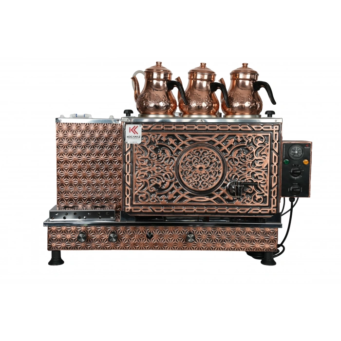 3lü Bakır Doğalgazlı ve Elektrikli Çay Kazanı