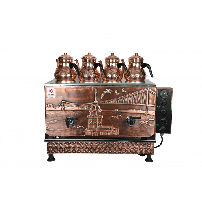 4lü Bakır Özel Desen Sıfıra Sıfır Elektrikli Çay Kazanı