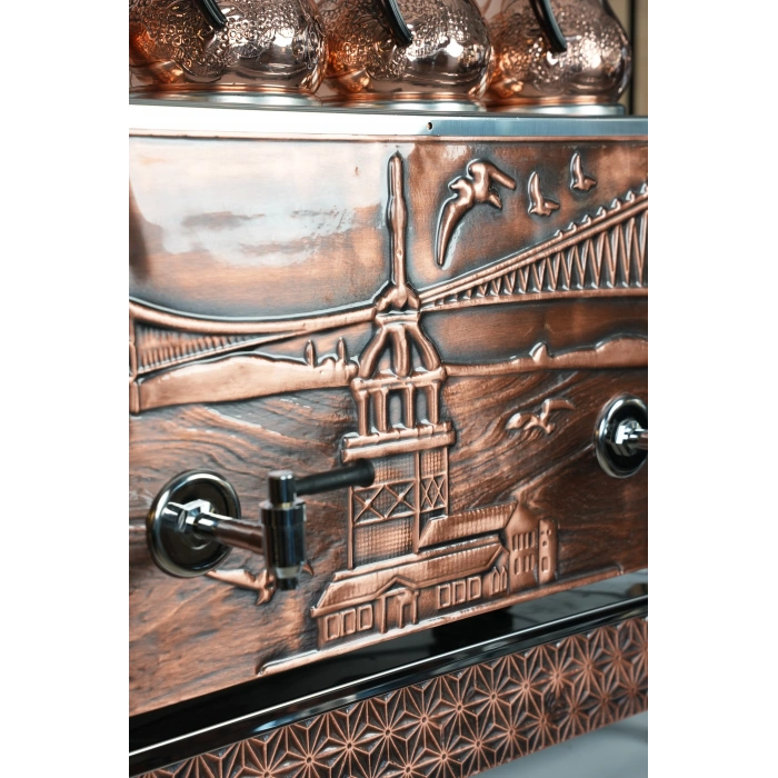 4lü Bakır Özel Desen Sıfıra Sıfır Elektrikli Çay Kazanı