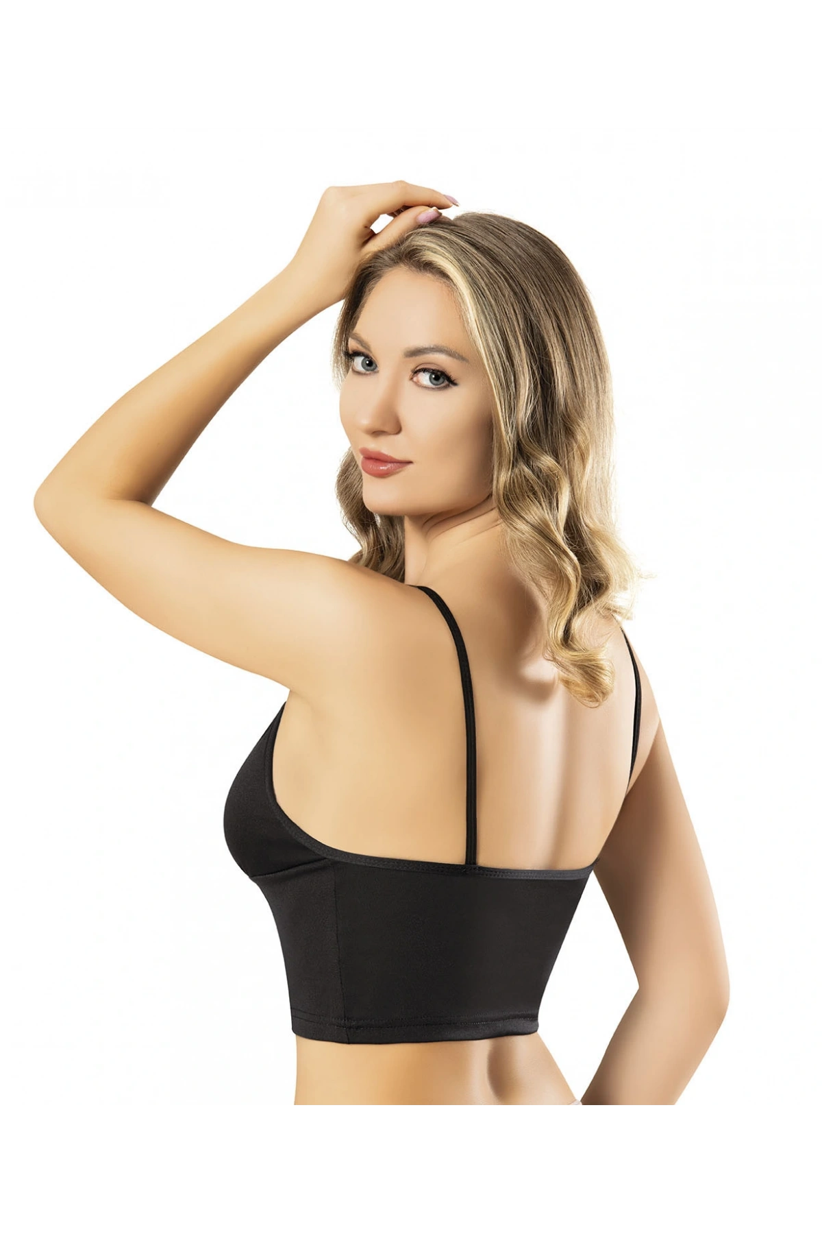 Dalgıç Kumaş Pedli Fermuar Detay İp Askı Crop