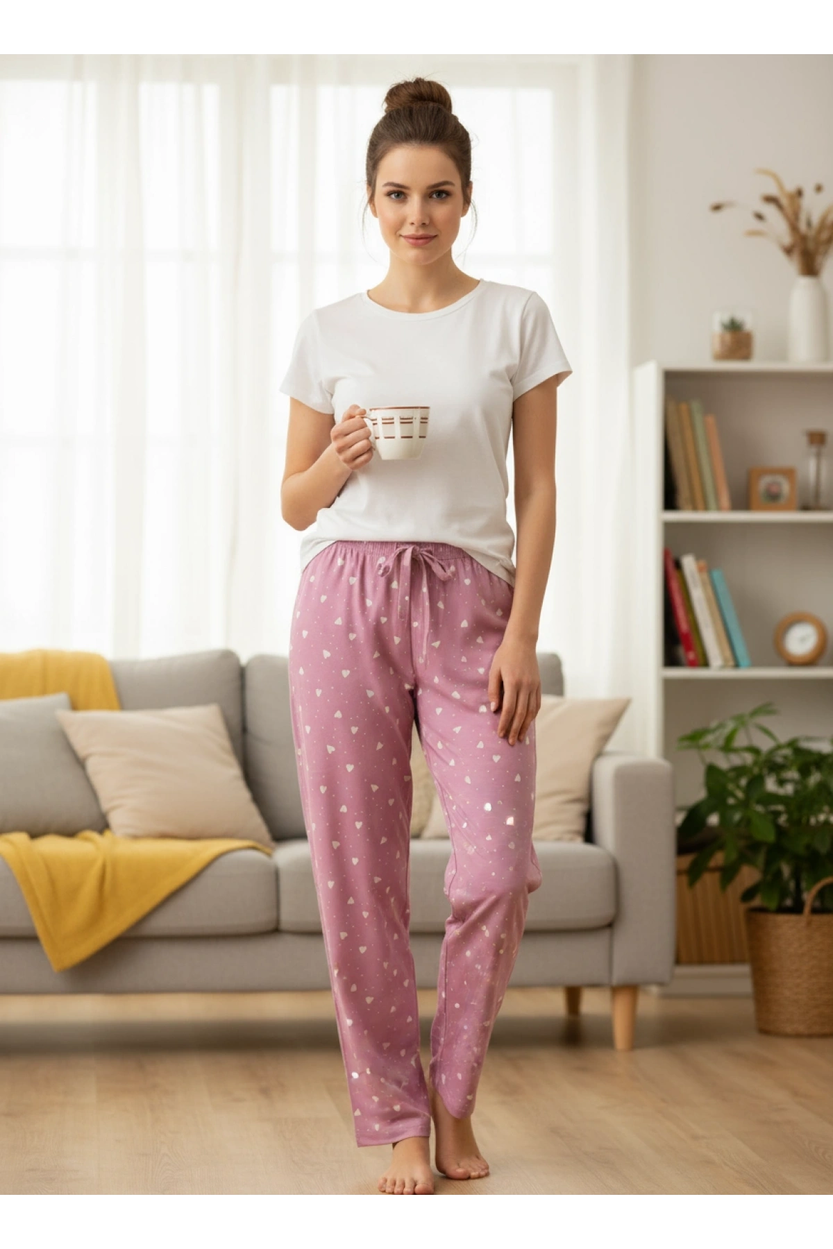 DESENLİ KADIN PİJAMA TEK ALT