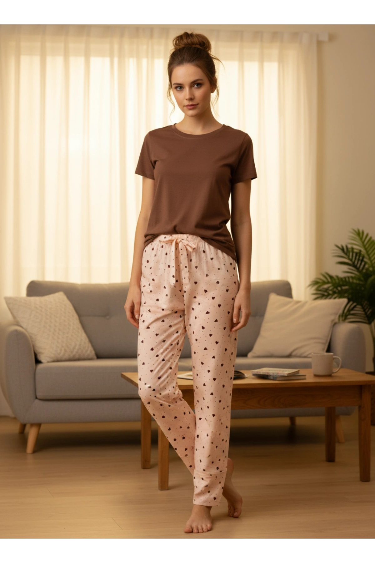 DESENLİ KADIN PİJAMA TEK ALT