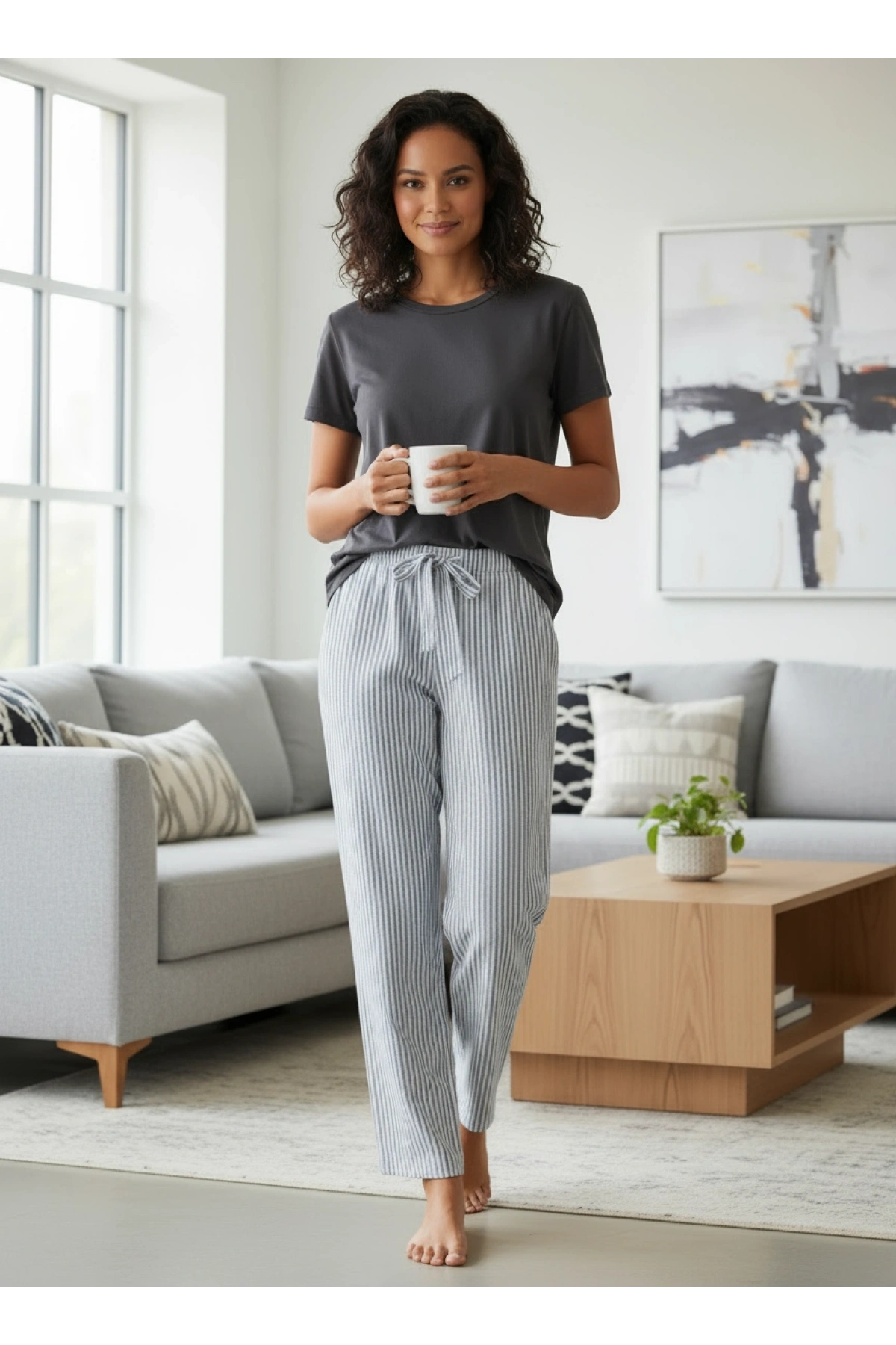 DESENLİ KADIN PİJAMA TEK ALT