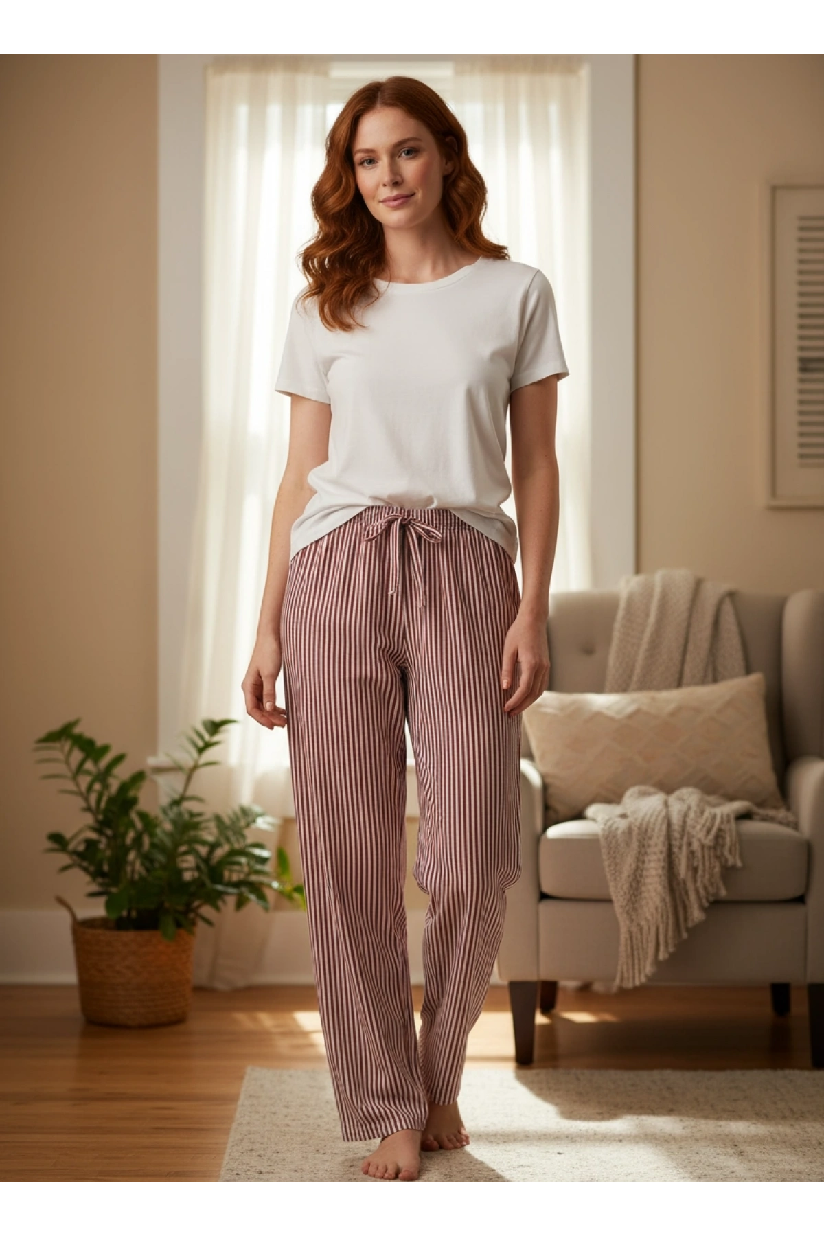 DESENLİ KADIN PİJAMA TEK ALT