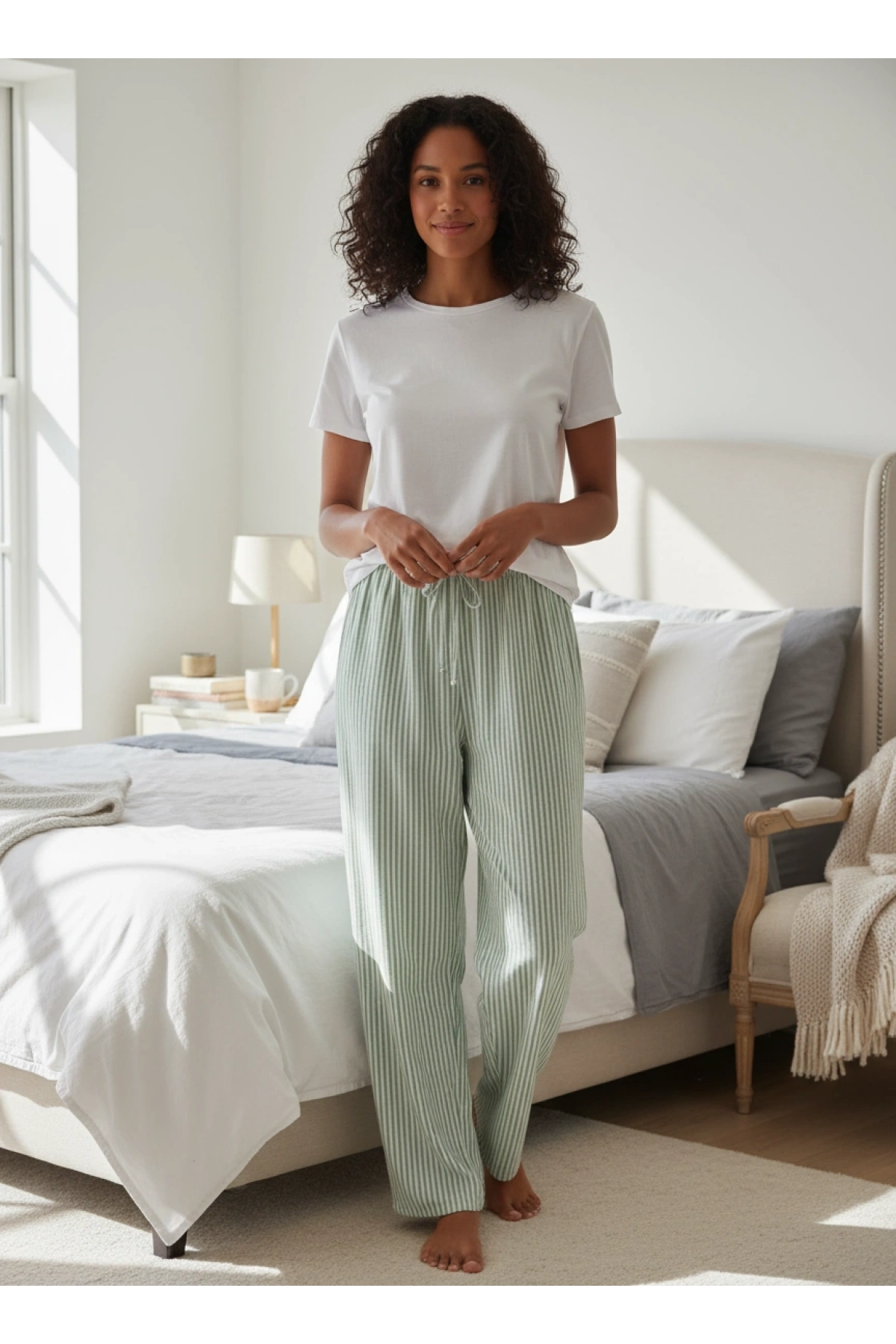 DESENLİ KADIN PİJAMA TEK ALT