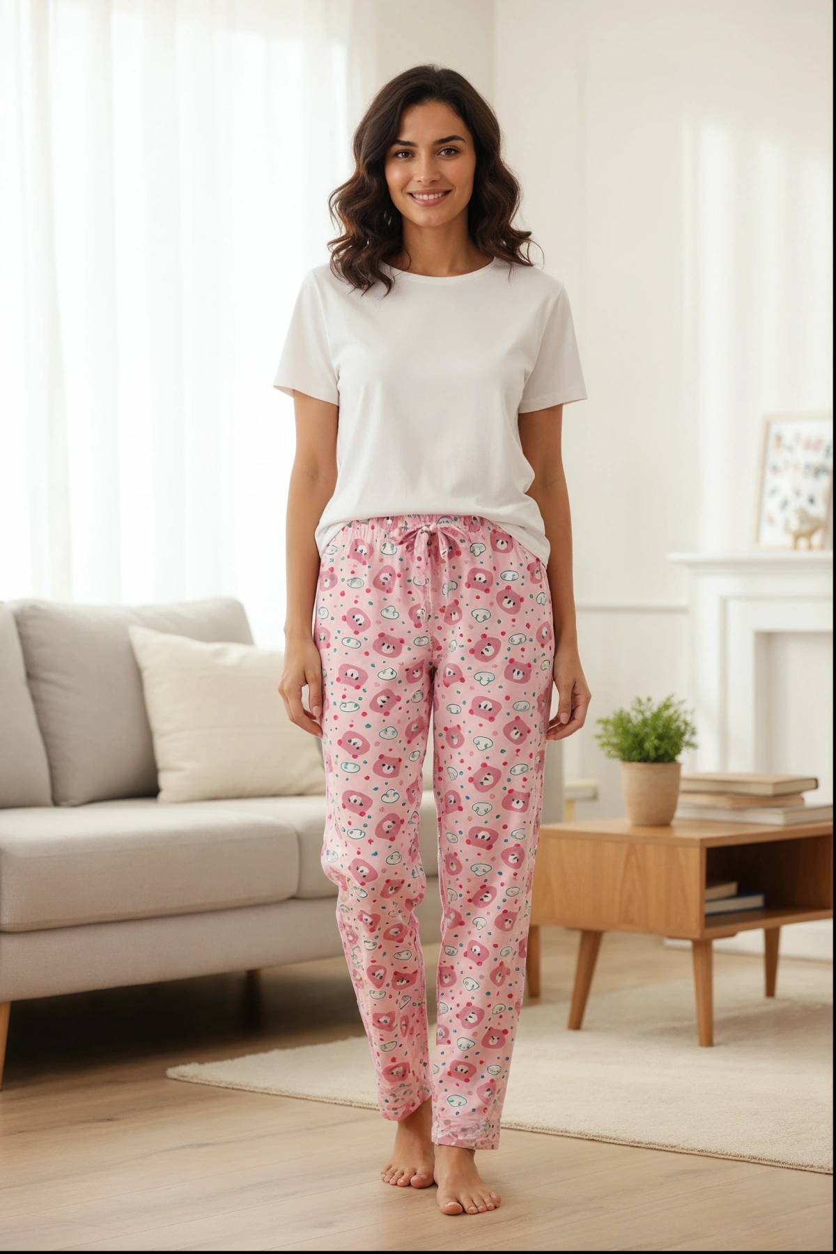 DESENLİ KADIN PİJAMA TEK ALT