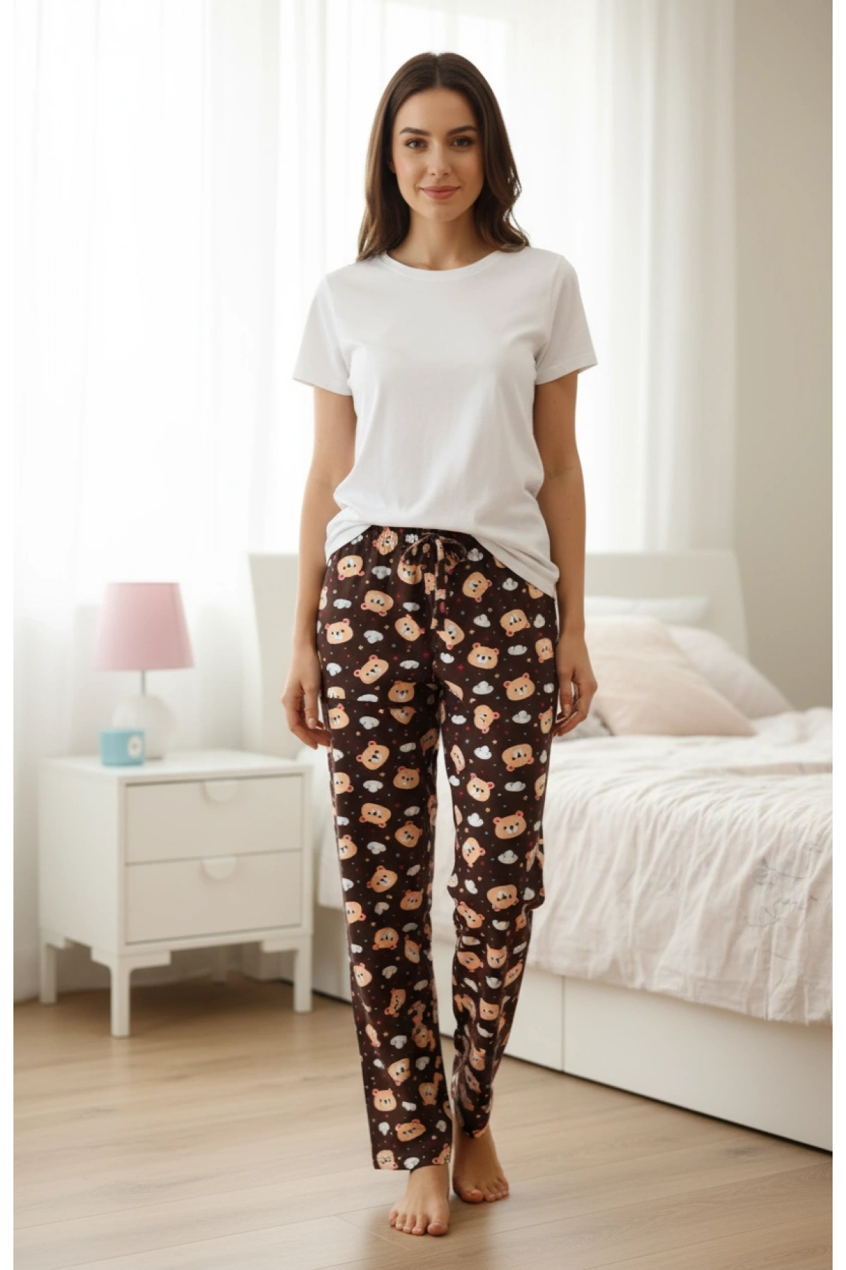 DESENLİ KADIN PİJAMA TEK ALT