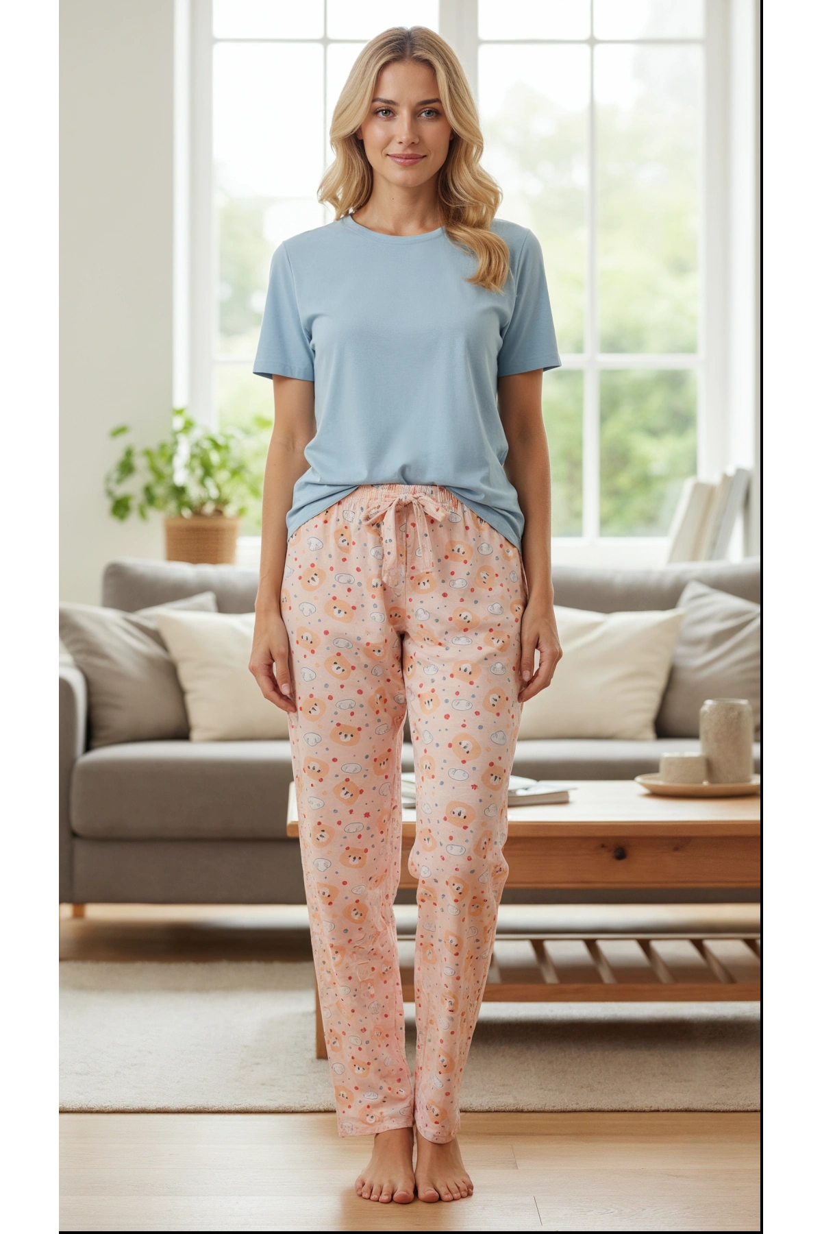 DESENLİ KADIN PİJAMA TEK ALT