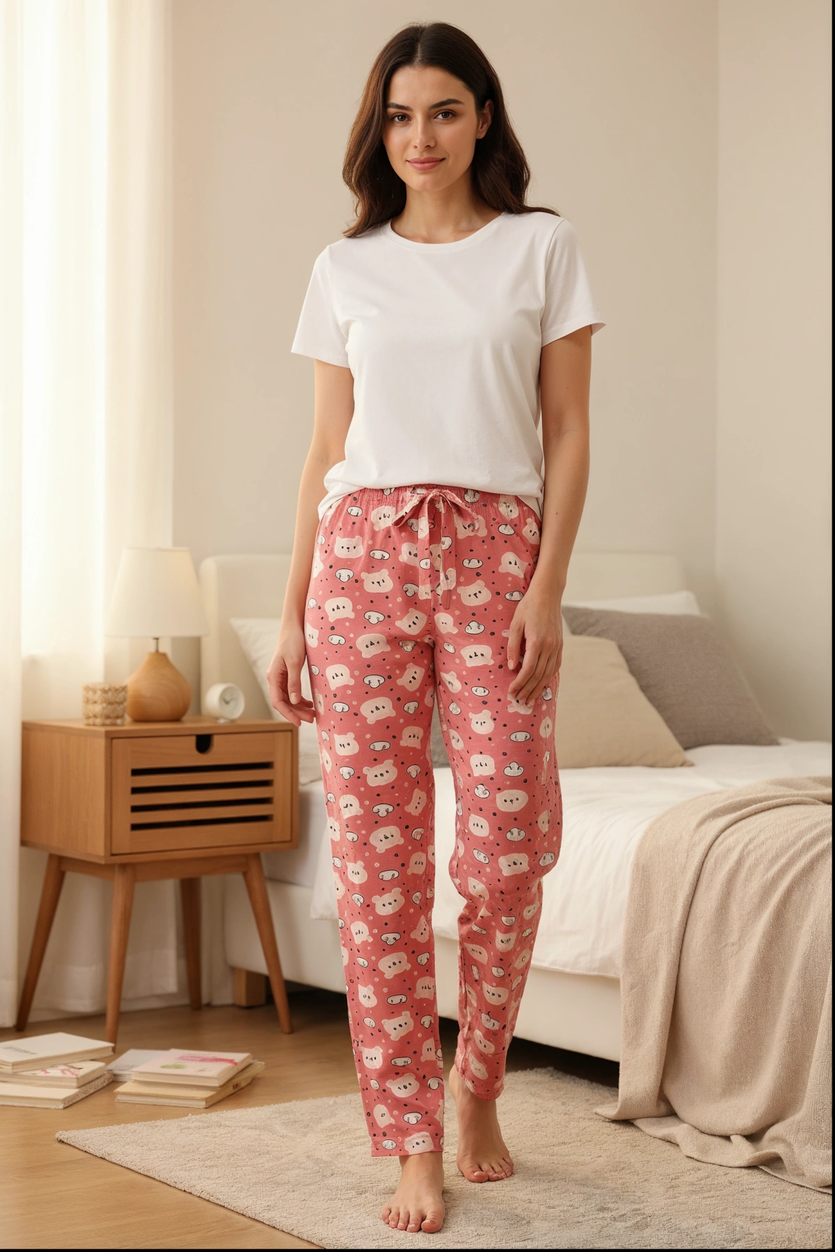 DESENLİ KADIN PİJAMA TEK ALT