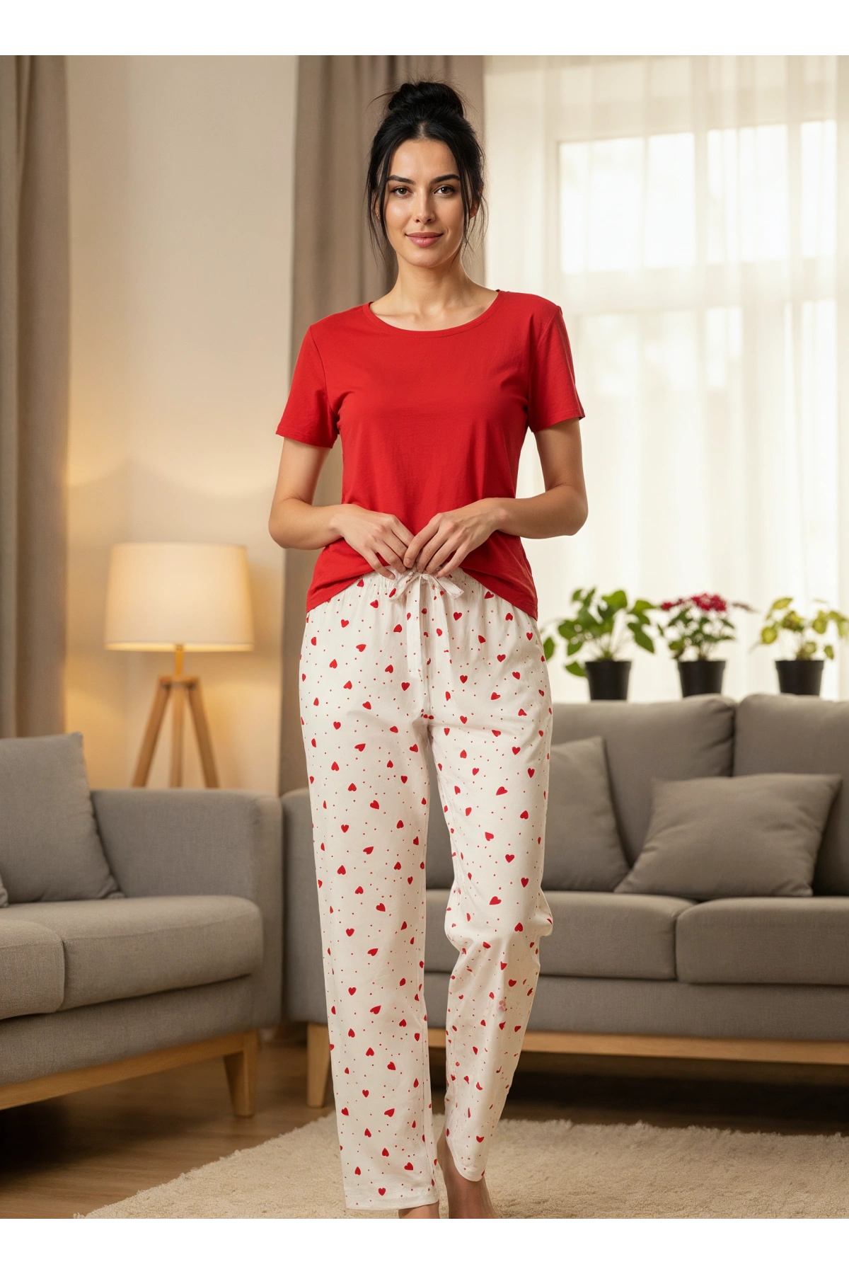 DESENLİ KADIN PİJAMA TEK ALT