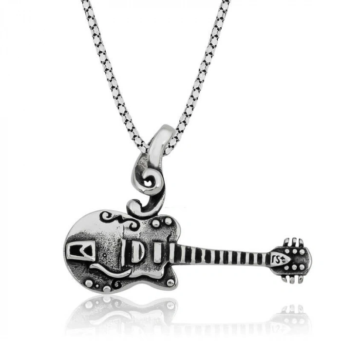 ​925 Ayar Gümüş Gitar Gümüş Kolye