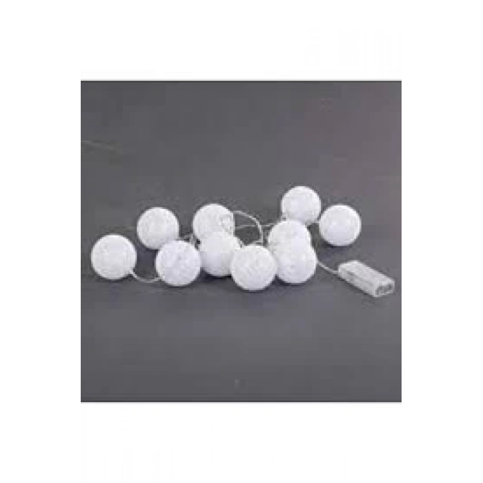 10lu Işıklı Beyaz Top Dekoratif Aydınlatma Süs