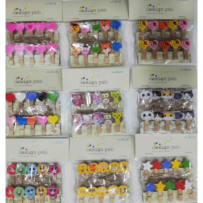 10lu Şekilli Ahşap Mandallar 3.5cm (10lu Set-10 Paket)