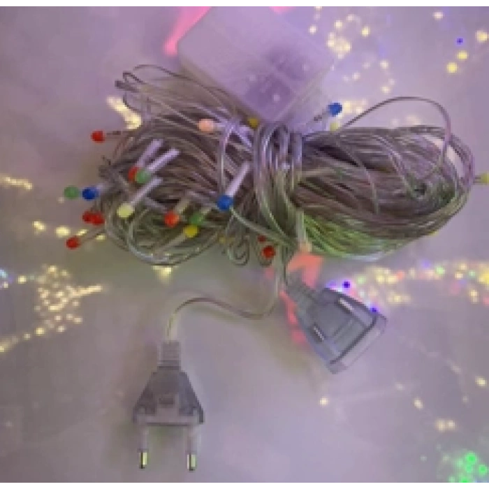 10m 100 Led Damla Uçlu Led Işık Mavi Işık Şeffaf Kablo