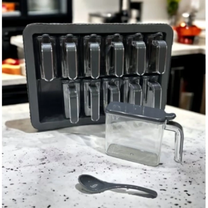 MDB 12li Standlı Kaşıklı Baharatlık Seti