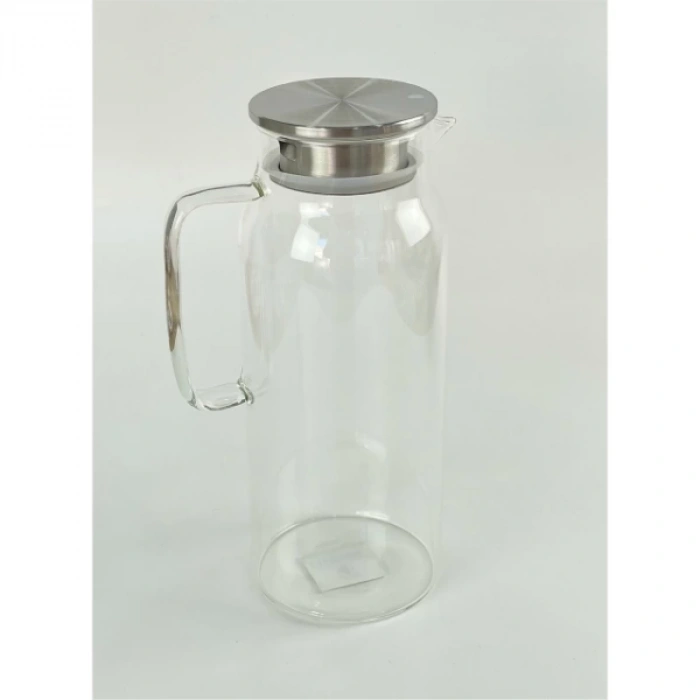 MDB 1500 ml Borosilikat Cam Su Sürahisi - Metal Kapaklı ve Isıya Dayanıklı