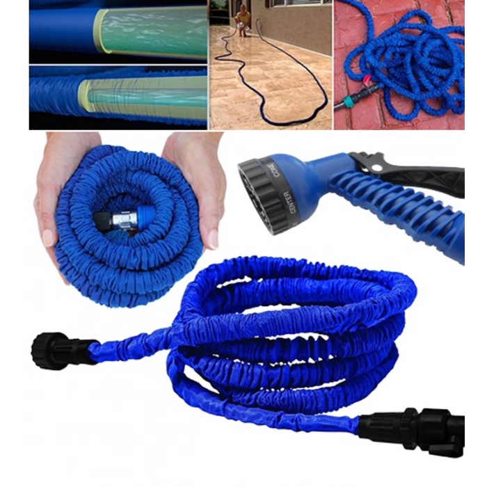 30 Metre Bahçe Sulama Araç Yıkama Hortumu 7 Kademeli Başlık