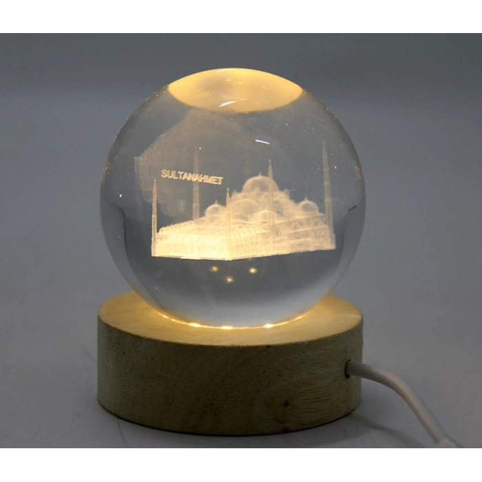MDB 3D İstanbul Temalı Kristal Cam Küre Led Lamba Model 1