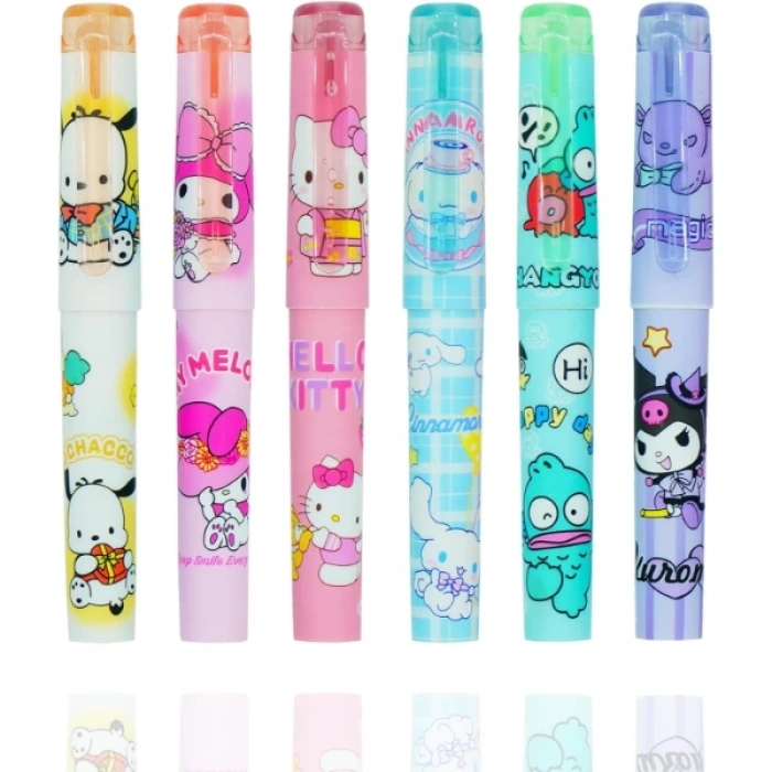 MDB 6lı Fosforlu Kalem Seti - Hello Kitty Kuromi ve Arkadaşları