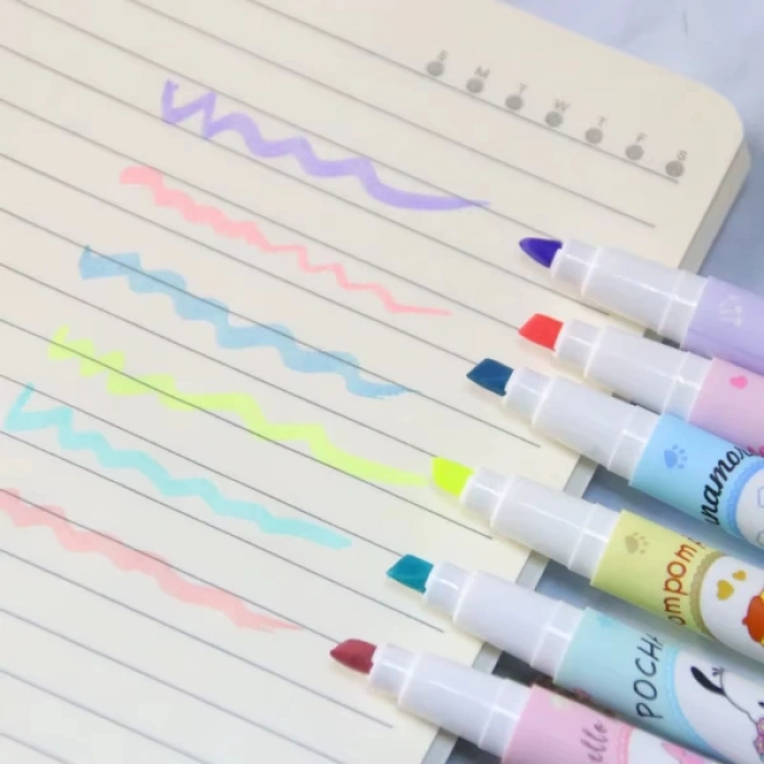 MDB 6lı Fosforlu Kalem Seti - Sanrio Karakterleri, Kuromi, Hello Kitty