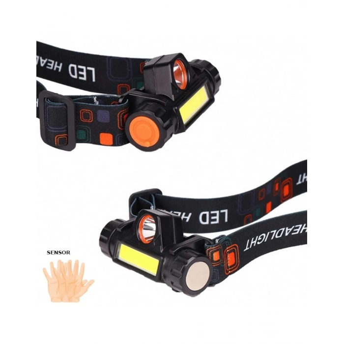 8 Saat Dayanıklı Şarjlı Sensörlü Mıknatıslı Kafa Lambası