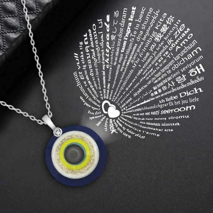 925 Ayar Gümüş 100 Dilde Seni Seviyorum Nazar Kolye