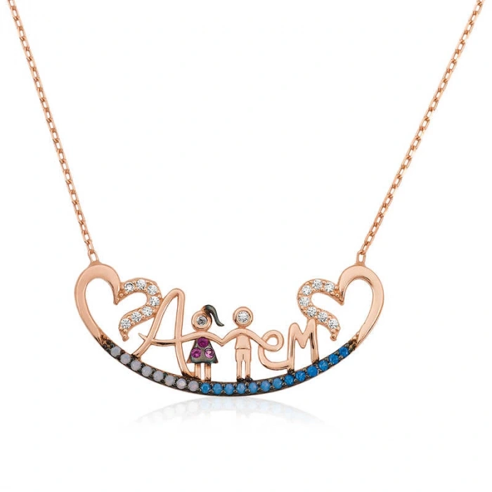 925 Ayar Gümüş Annem Yazılı Kadın Gümüş Kolye