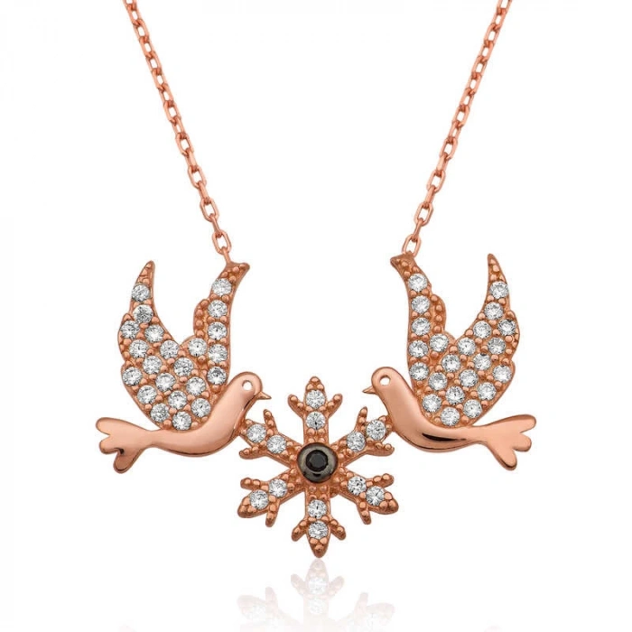 925 Ayar Gümüş Aşk Kuşları Kadın Gümüş Kolye